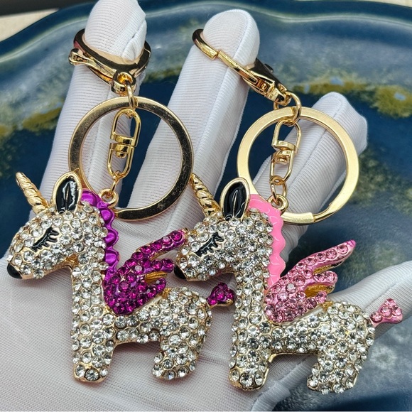 Unicorn Keychain Pink Rhinestone Unicorn Charm Bag Charm Keychain Horse Charm - Picture 9 of 9